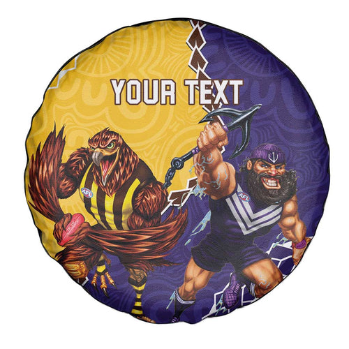 Custom Dockers And Hawks Football Spare Tire Cover Aboriginal Mix Polynesian Pattern