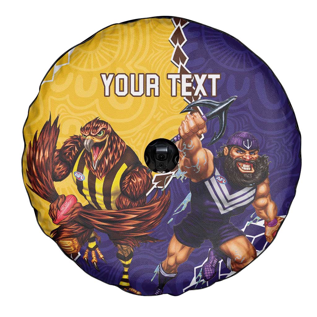 Custom Dockers And Hawks Football Spare Tire Cover Aboriginal Mix Polynesian Pattern