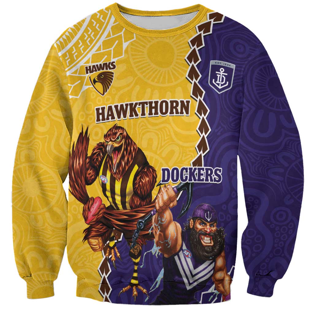 Custom Dockers And Hawks Football Sweatshirt Aboriginal Mix Polynesian Pattern