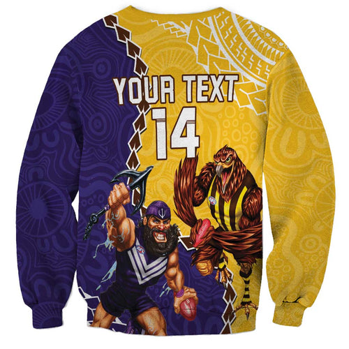 Custom Dockers And Hawks Football Sweatshirt Aboriginal Mix Polynesian Pattern
