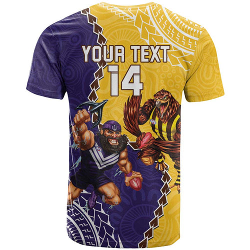 Custom Dockers And Hawks Football T Shirt Aboriginal Mix Polynesian Pattern