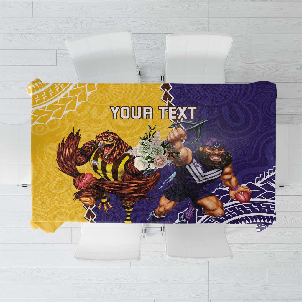 Custom Dockers And Hawks Football Tablecloth Aboriginal Mix Polynesian Pattern