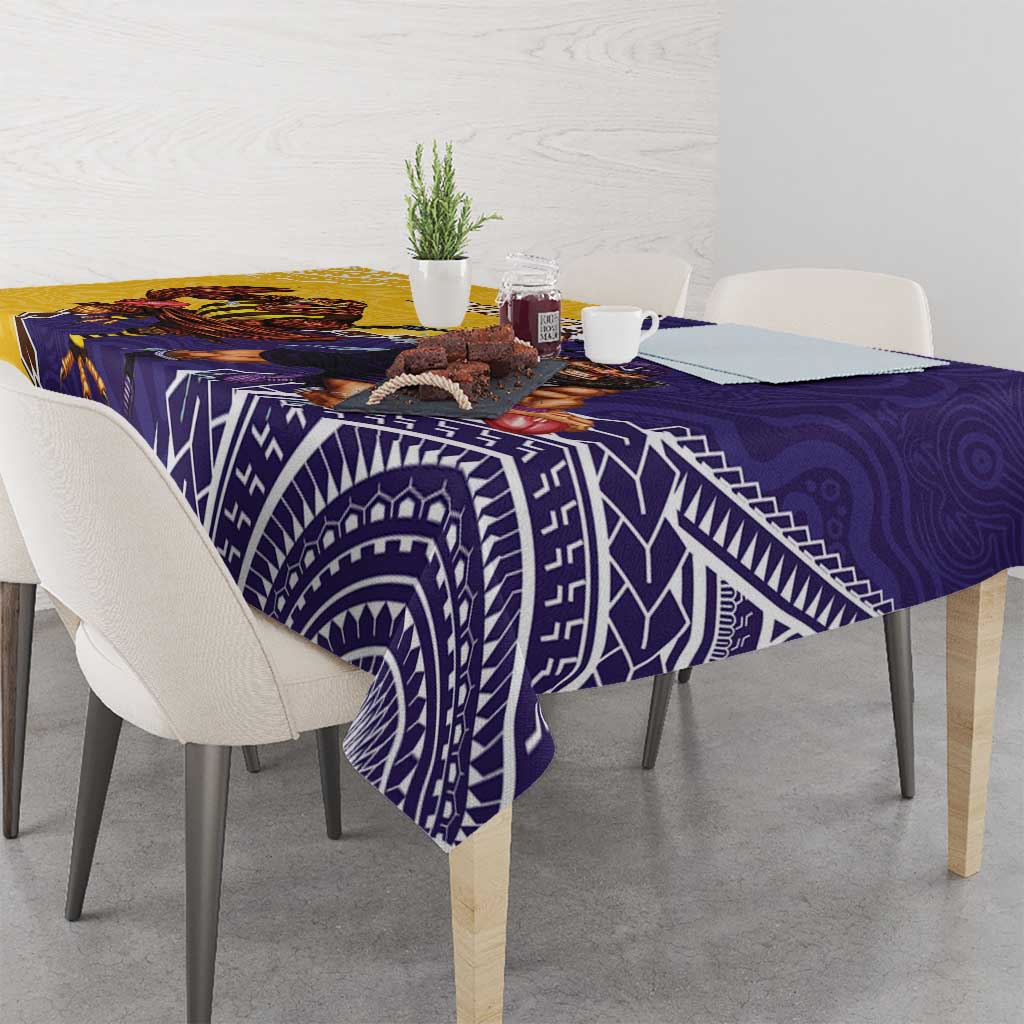 Custom Dockers And Hawks Football Tablecloth Aboriginal Mix Polynesian Pattern
