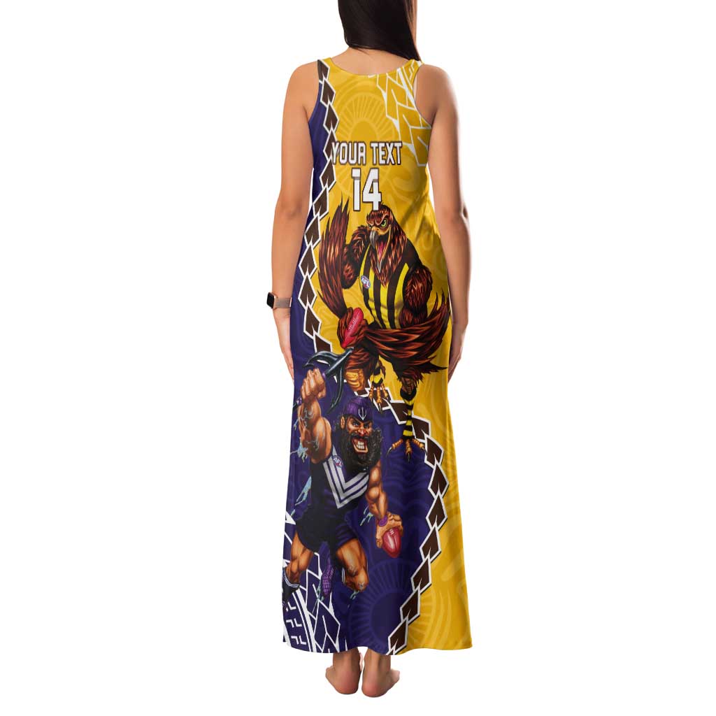 Custom Dockers And Hawks Football Tank Maxi Dress Aboriginal Mix Polynesian Pattern