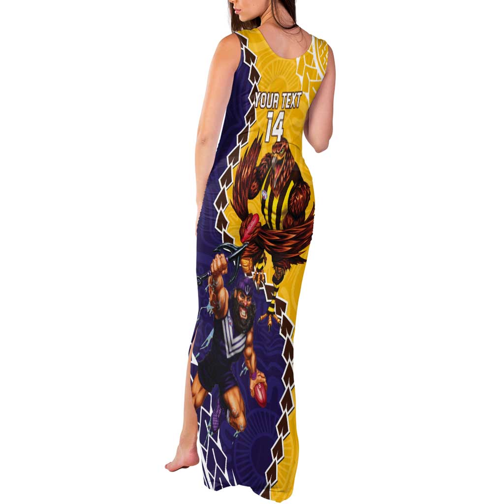 Custom Dockers And Hawks Football Tank Maxi Dress Aboriginal Mix Polynesian Pattern