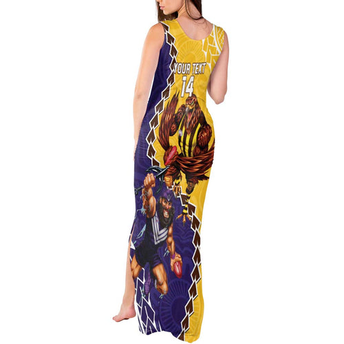 Custom Dockers And Hawks Football Tank Maxi Dress Aboriginal Mix Polynesian Pattern