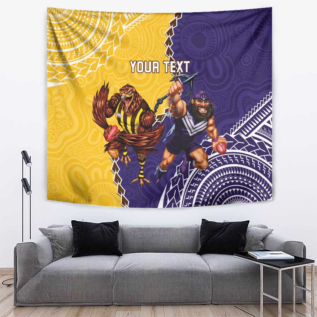 Custom Dockers And Hawks Football Tapestry Aboriginal Mix Polynesian Pattern