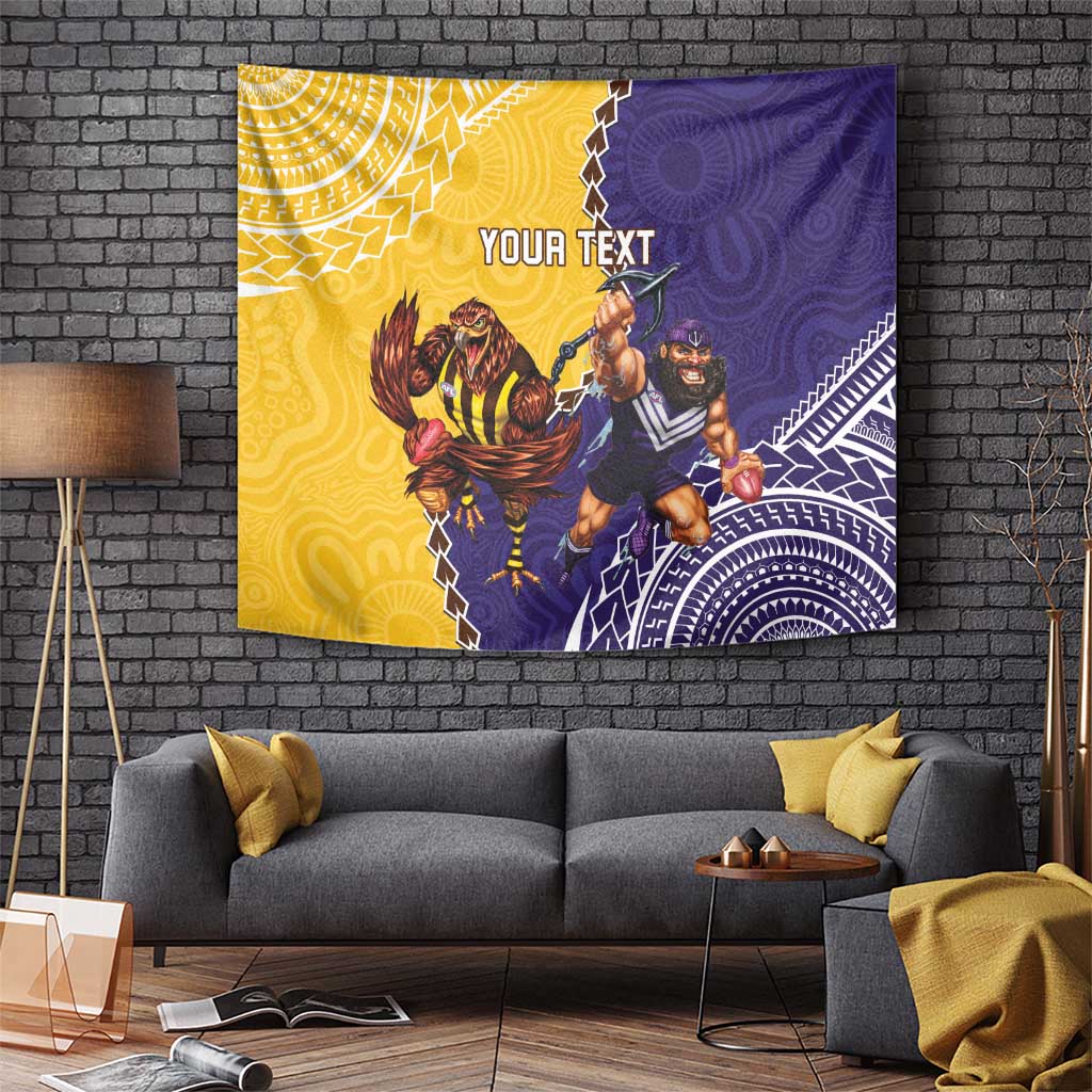 Custom Dockers And Hawks Football Tapestry Aboriginal Mix Polynesian Pattern