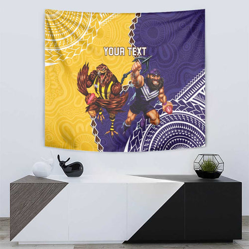 Custom Dockers And Hawks Football Tapestry Aboriginal Mix Polynesian Pattern