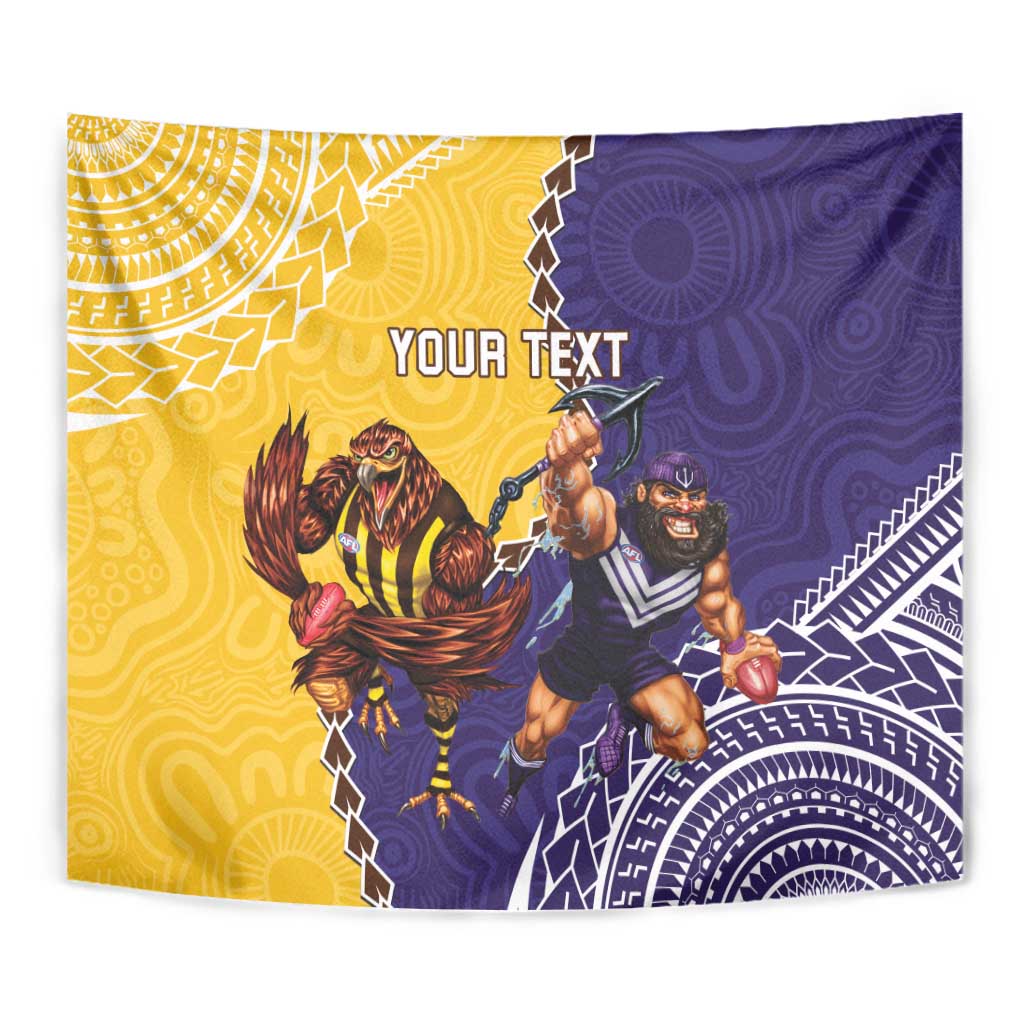 Custom Dockers And Hawks Football Tapestry Aboriginal Mix Polynesian Pattern