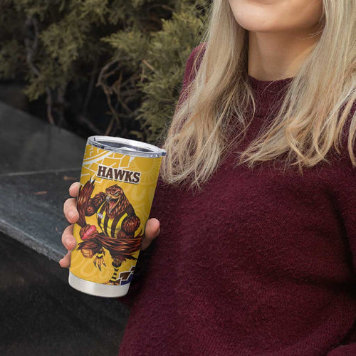 Dockers And Hawks Football Tumbler Cup Aboriginal Mix Polynesian Pattern