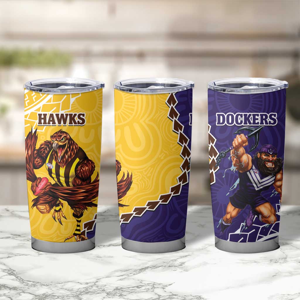 Dockers And Hawks Football Tumbler Cup Aboriginal Mix Polynesian Pattern
