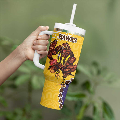 Dockers And Hawks Football Tumbler With Handle Aboriginal Mix Polynesian Pattern