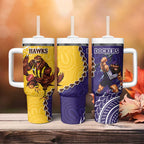 Dockers And Hawks Football Tumbler With Handle Aboriginal Mix Polynesian Pattern