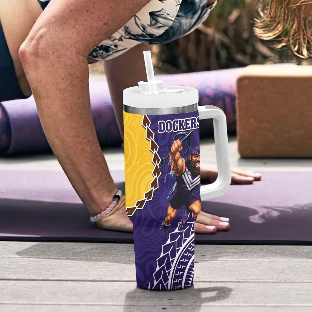 Dockers And Hawks Football Tumbler With Handle Aboriginal Mix Polynesian Pattern