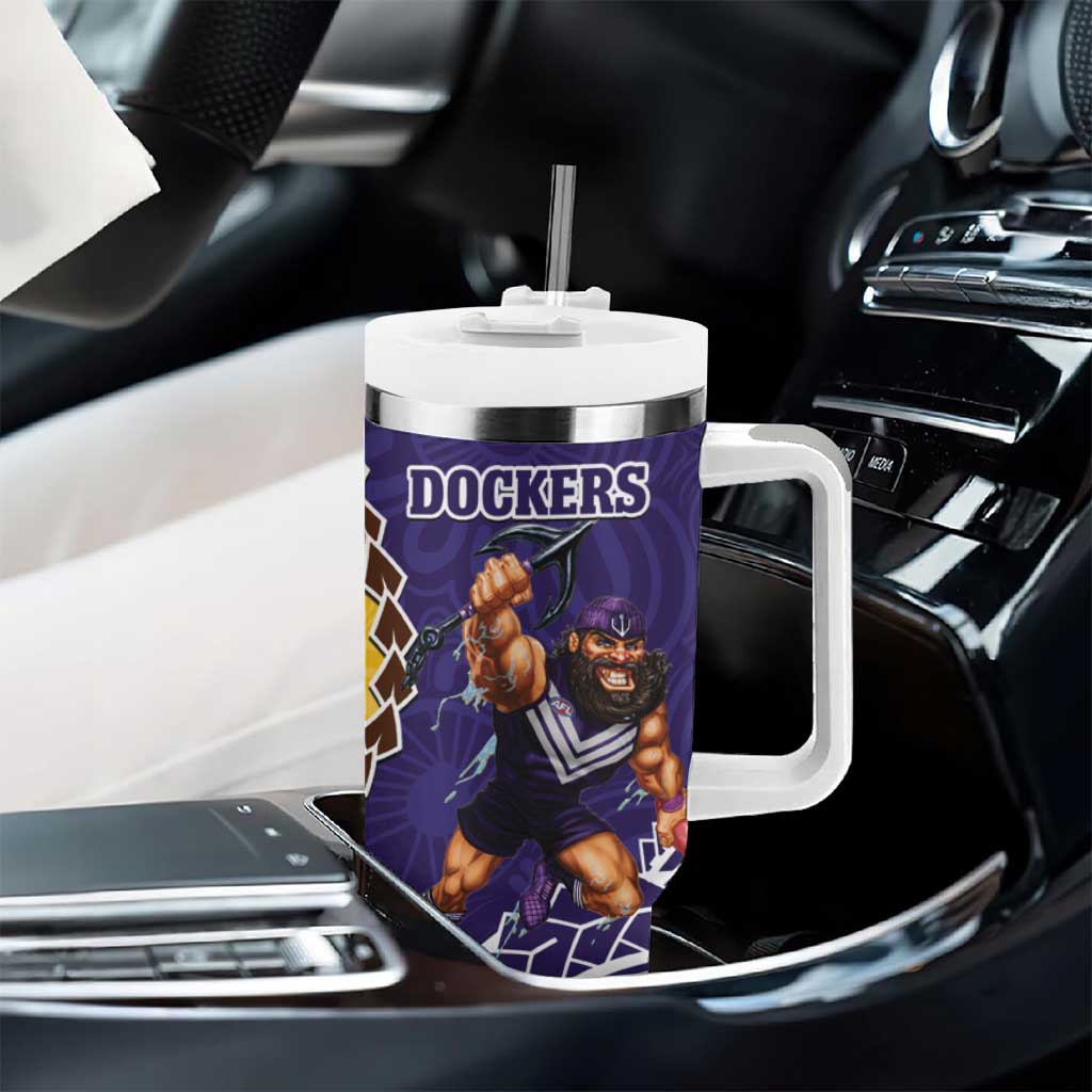 Dockers And Hawks Football Tumbler With Handle Aboriginal Mix Polynesian Pattern