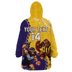 Custom Dockers And Hawks Football Wearable Blanket Hoodie Aboriginal Mix Polynesian Pattern