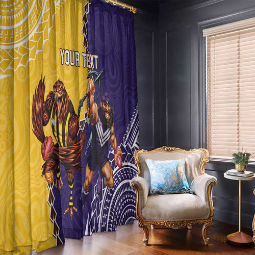 Custom Dockers And Hawks Football Window Curtain Aboriginal Mix Polynesian Pattern
