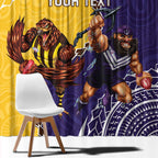 Custom Dockers And Hawks Football Window Curtain Aboriginal Mix Polynesian Pattern