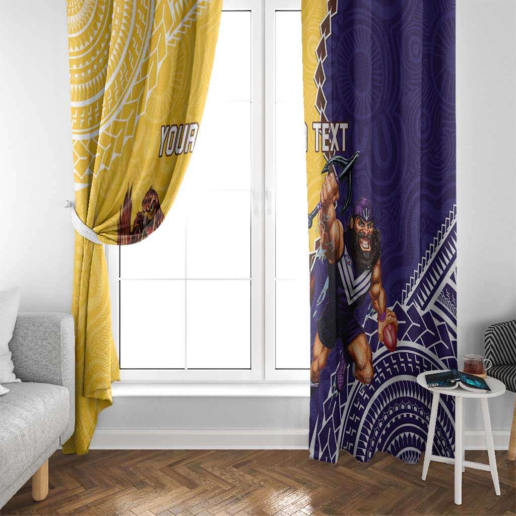 Custom Dockers And Hawks Football Window Curtain Aboriginal Mix Polynesian Pattern
