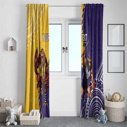Custom Dockers And Hawks Football Window Curtain Aboriginal Mix Polynesian Pattern