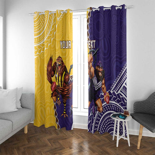 Custom Dockers And Hawks Football Window Curtain Aboriginal Mix Polynesian Pattern