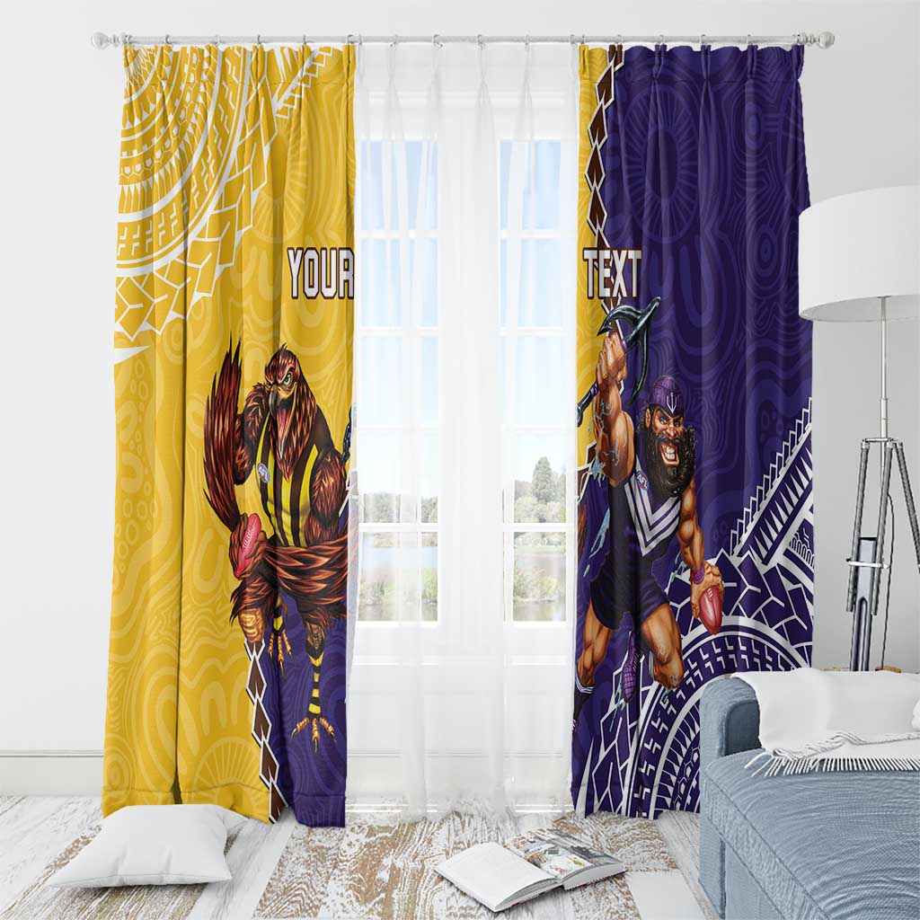 Custom Dockers And Hawks Football Window Curtain Aboriginal Mix Polynesian Pattern