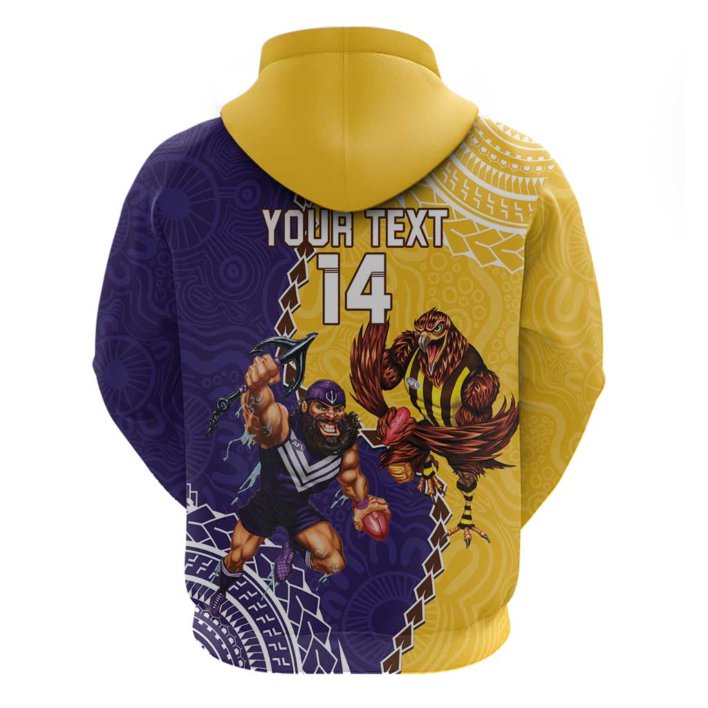 Custom Dockers And Hawks Football Zip Hoodie Aboriginal Mix Polynesian Pattern