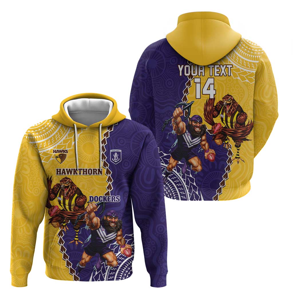 Custom Dockers And Hawks Football Zip Hoodie Aboriginal Mix Polynesian Pattern