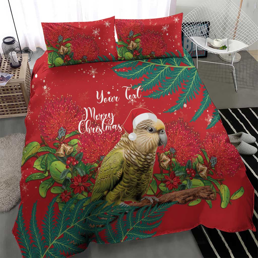 Personalised New Zealand Kakapo Christmas Bedding Set Meri Kirihimete Silver Fern Mix Pohutukawa
