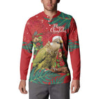 Personalised New Zealand Kakapo Christmas Button Sweatshirt Meri Kirihimete Silver Fern Mix Pohutukawa