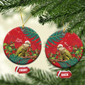 Personalised New Zealand Kakapo Christmas Ceramic Ornament Meri Kirihimete Silver Fern Mix Pohutukawa