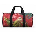 Personalised New Zealand Kakapo Christmas Duffle Bag Meri Kirihimete Silver Fern Mix Pohutukawa