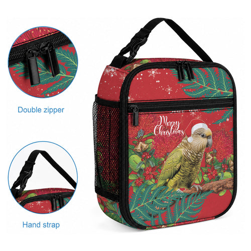 Personalised New Zealand Kakapo Christmas Lunch Bag Meri Kirihimete Silver Fern Mix Pohutukawa