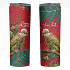 Personalised New Zealand Kakapo Christmas Skinny Tumbler Meri Kirihimete Silver Fern Mix Pohutukawa