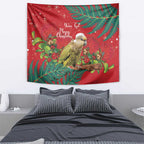 Personalised New Zealand Kakapo Christmas Tapestry Meri Kirihimete Silver Fern Mix Pohutukawa
