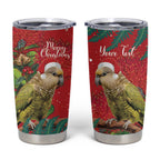 Personalised New Zealand Kakapo Christmas Tumbler Cup Meri Kirihimete Silver Fern Mix Pohutukawa