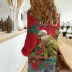 Personalised New Zealand Kakapo Christmas Women Casual Shirt Meri Kirihimete Silver Fern Mix Pohutukawa