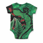 New Zealand Gecko Christmas Baby Onesie Meri Kirihimete Paua Shell Mix Pohutukawa
