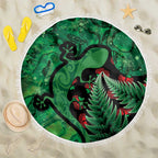 New Zealand Gecko Christmas Beach Blanket Meri Kirihimete Paua Shell Mix Pohutukawa