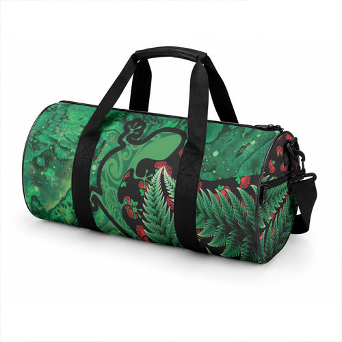 New Zealand Gecko Christmas Duffle Bag Meri Kirihimete Paua Shell Mix Pohutukawa