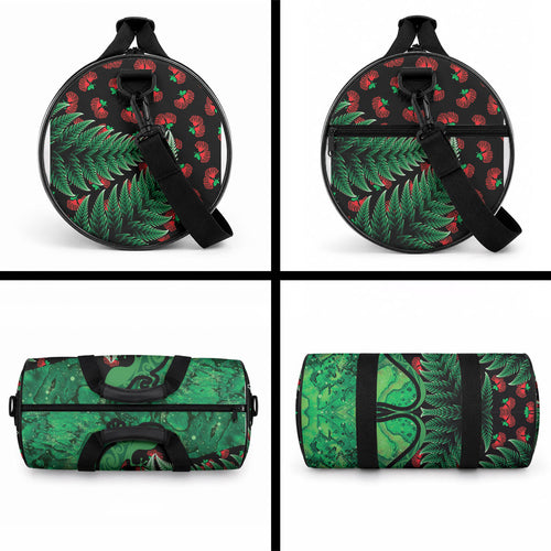 New Zealand Gecko Christmas Duffle Bag Meri Kirihimete Paua Shell Mix Pohutukawa