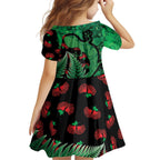 New Zealand Gecko Christmas Family Matching Off The Shoulder Long Sleeve Dress and Hawaiian Shirt Meri Kirihimete Paua Shell Mix Pohutukawa