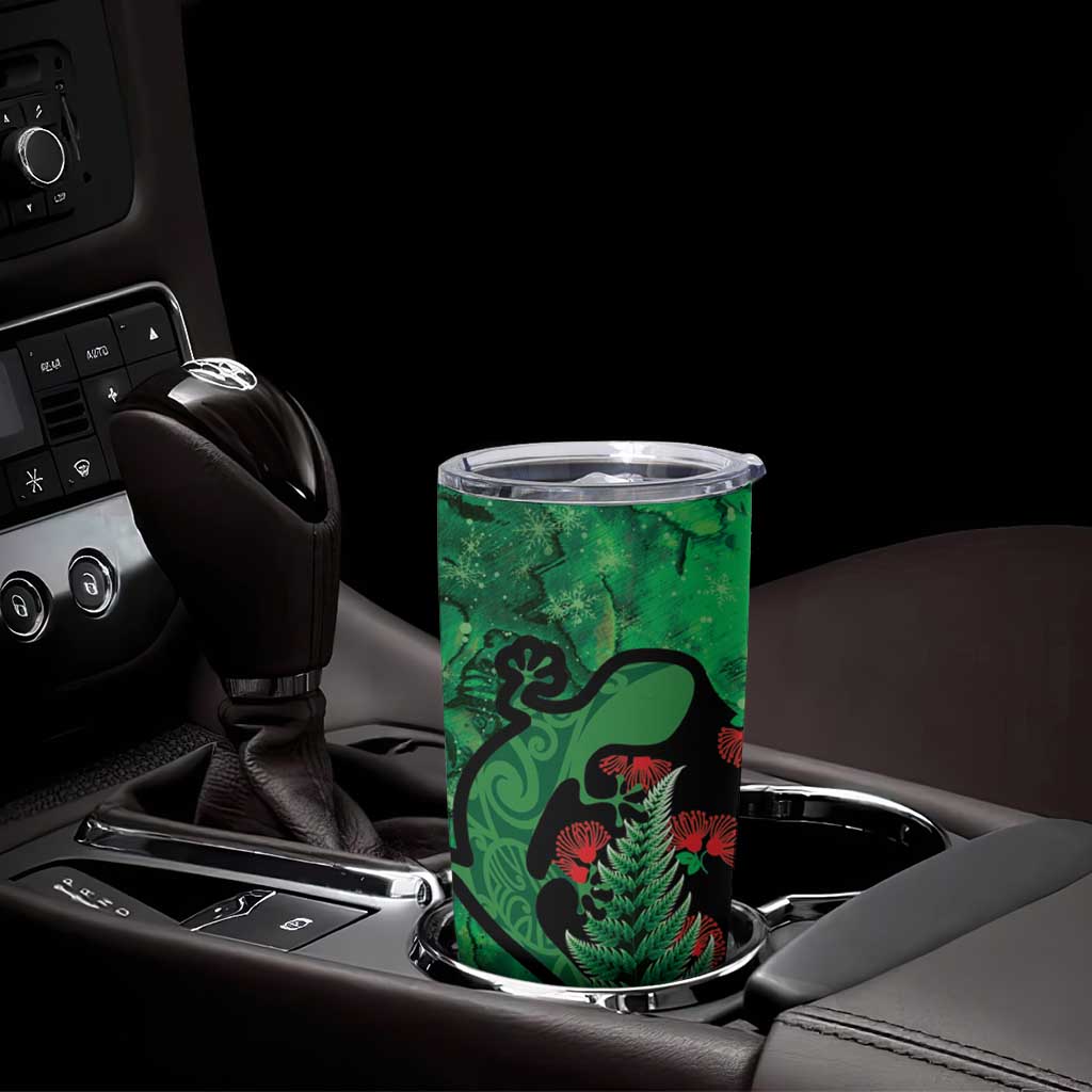 New Zealand Gecko Christmas Tumbler Cup Meri Kirihimete Paua Shell Mix Pohutukawa