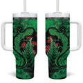 New Zealand Gecko Christmas Tumbler With Handle Meri Kirihimete Paua Shell Mix Pohutukawa