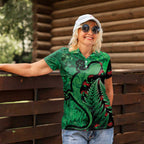 New Zealand Gecko Christmas Women Polo Shirt Meri Kirihimete Paua Shell Mix Pohutukawa