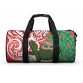 Personalised New Zealand Tuatara Christmas Duffle Bag Meri Kirihimete Aotearoa Maori Mix Pohutukawa
