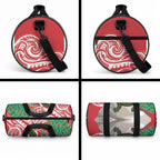 Personalised New Zealand Tuatara Christmas Duffle Bag Meri Kirihimete Aotearoa Maori Mix Pohutukawa