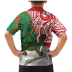 Personalised New Zealand Tuatara Christmas Family Matching Mermaid Dress and Hawaiian Shirt Meri Kirihimete Aotearoa Maori Mix Pohutukawa