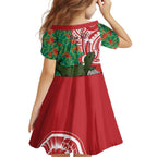 Personalised New Zealand Tuatara Christmas Family Matching Off Shoulder Maxi Dress and Hawaiian Shirt Meri Kirihimete Aotearoa Maori Mix Pohutukawa